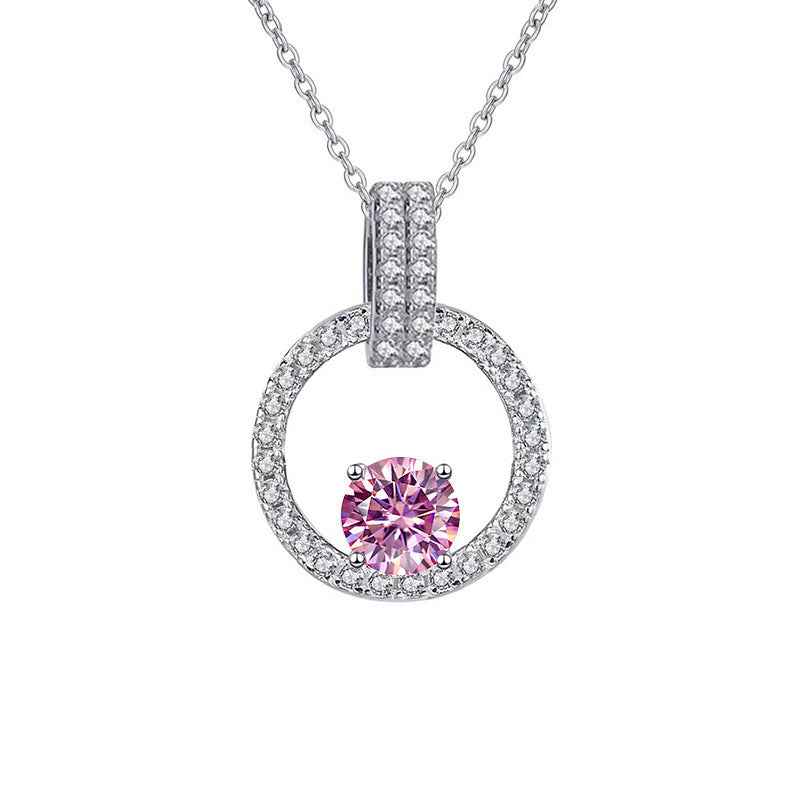 Floating Pink Crystal Necklace - Elegant Halo Design