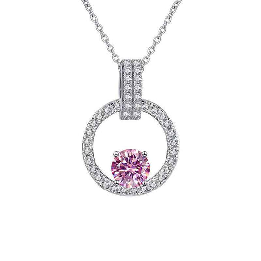 Floating Pink Crystal Necklace - Elegant Halo Design