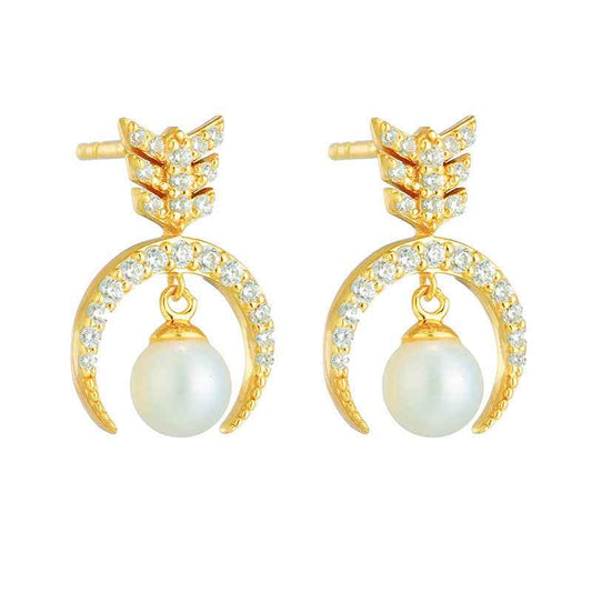 Geometric Pearl Stud Earrings in 925 Sterling Silver – Luxury Modern Design