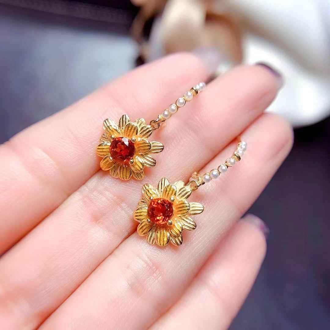 Natural Citrine Stud Earrings in 925 Sterling Silver or Gold Plated, 5mm