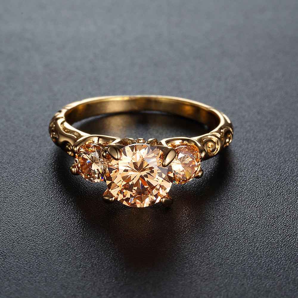 Gold-Plated Geometric Ring – Colorful Statement Jewelry for Women (Sizes 6–10)