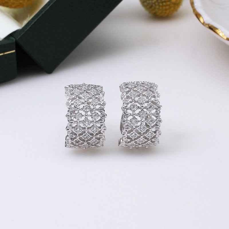 Hollow Vintage Palace Earrings - S925 Sterling Silver Retro Light Luxury Design