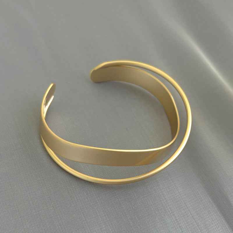 Normcore Matte Cuff Bracelet – Minimalist Fashion, Electroplated Copper, Matte Gold or Silver
