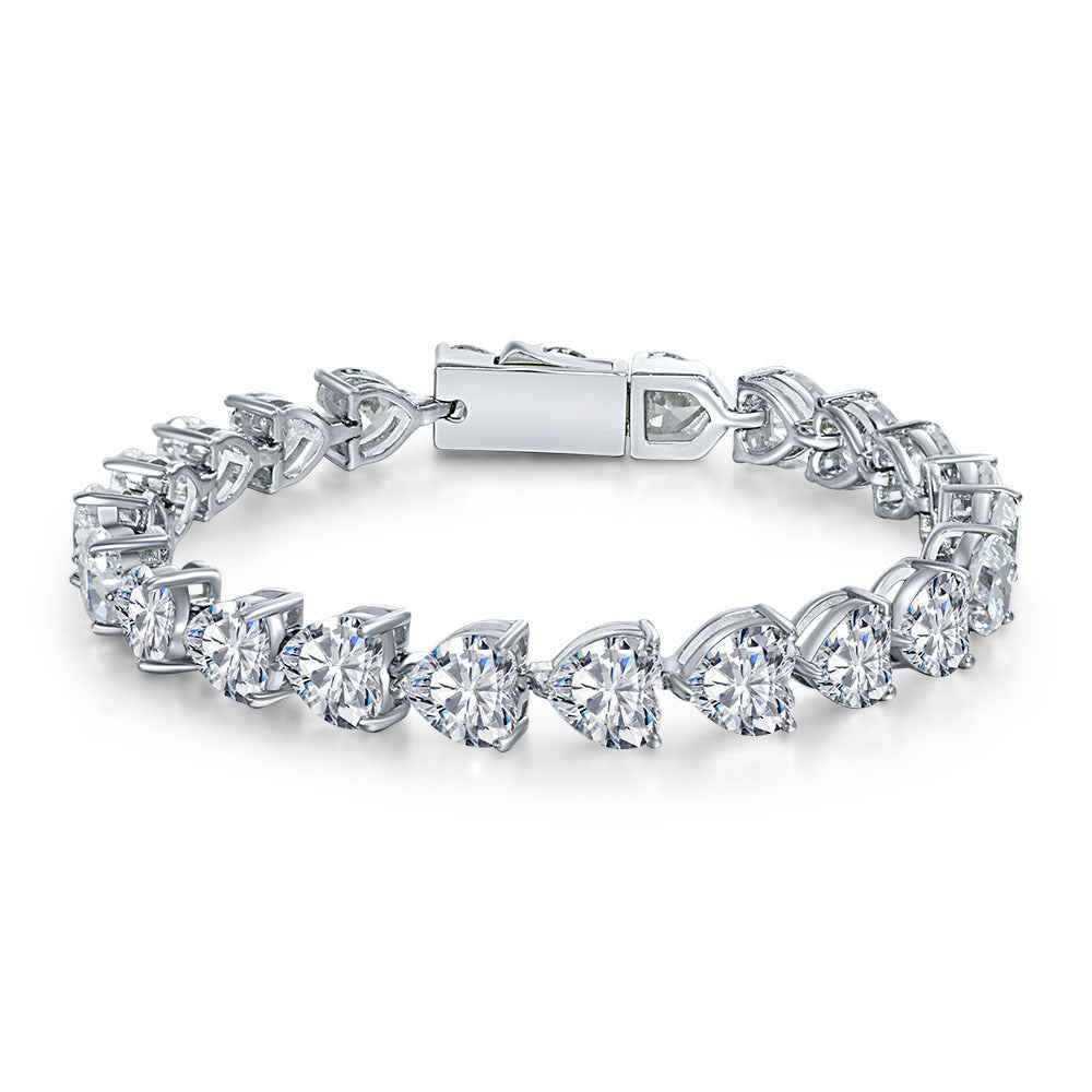 Full Diamond Sterling Silver Bracelet – S925 Luxury with High Carbon Diamond (Multiple Lengths)