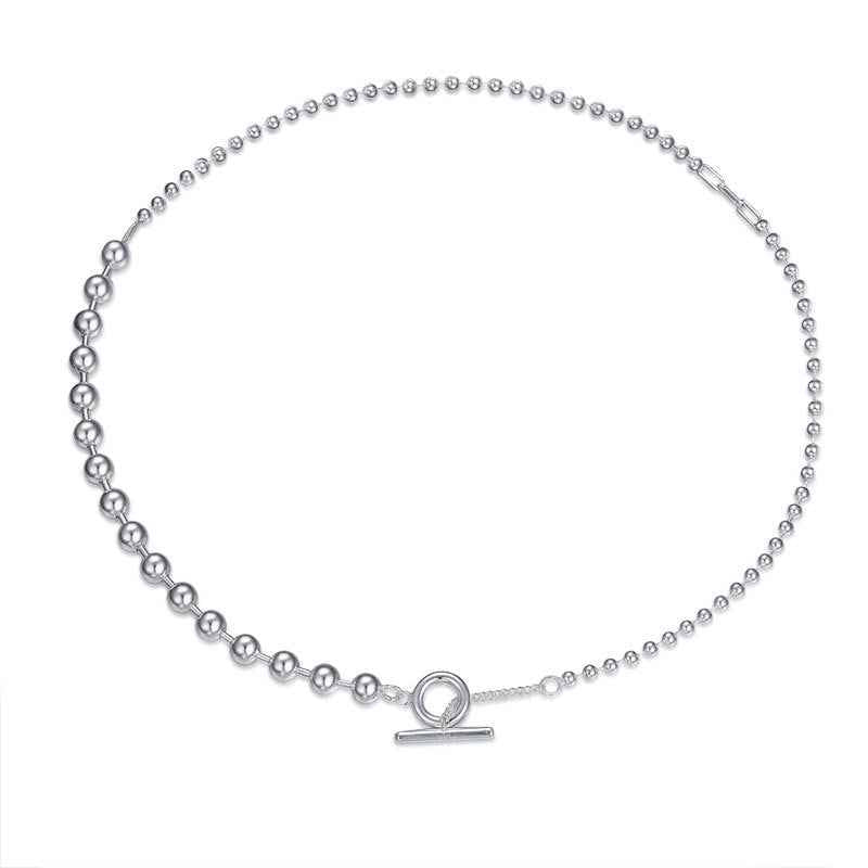 Geometric Hook Box Chain Necklace - Sterling Silver Minimalist Clavicle Style Jewelry