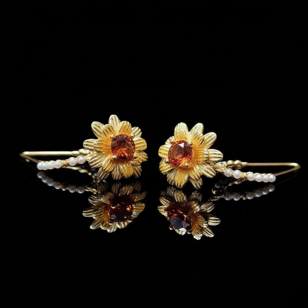 Natural Citrine Stud Earrings – 925 Sterling Silver, White or Yellow Gold Plated, 5mm - Eterna