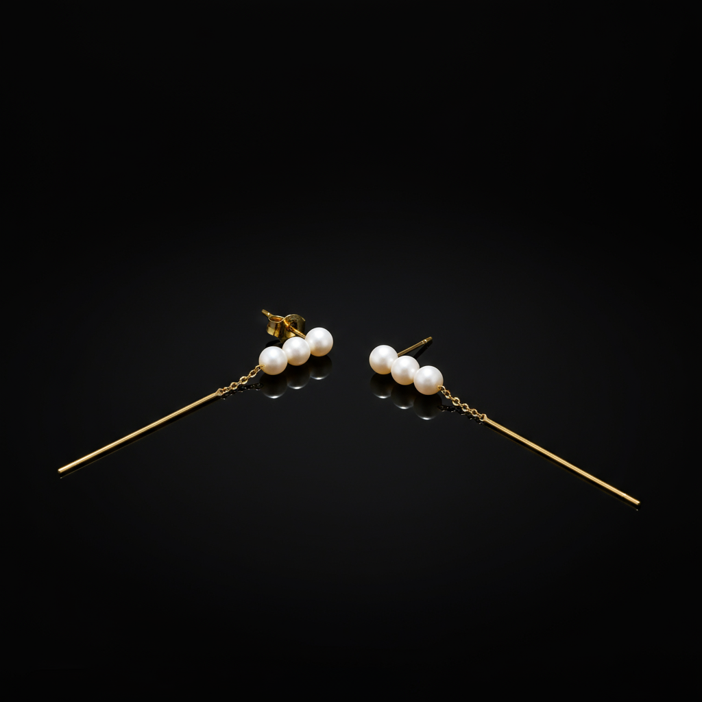 Natural Pearl Tassel Drop Earrings – Silver-Plated, Linear Bar Design, Fashion Office Style - Eterna