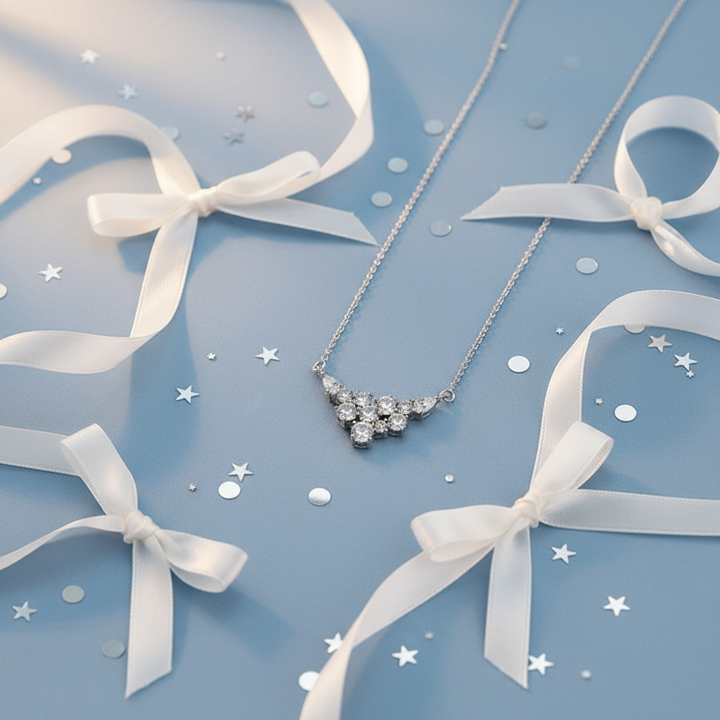 Starry Diamond Wings Pendant Necklace – 925 Sterling Silver, Adjustable Chain, Crystal Accents - Eterna