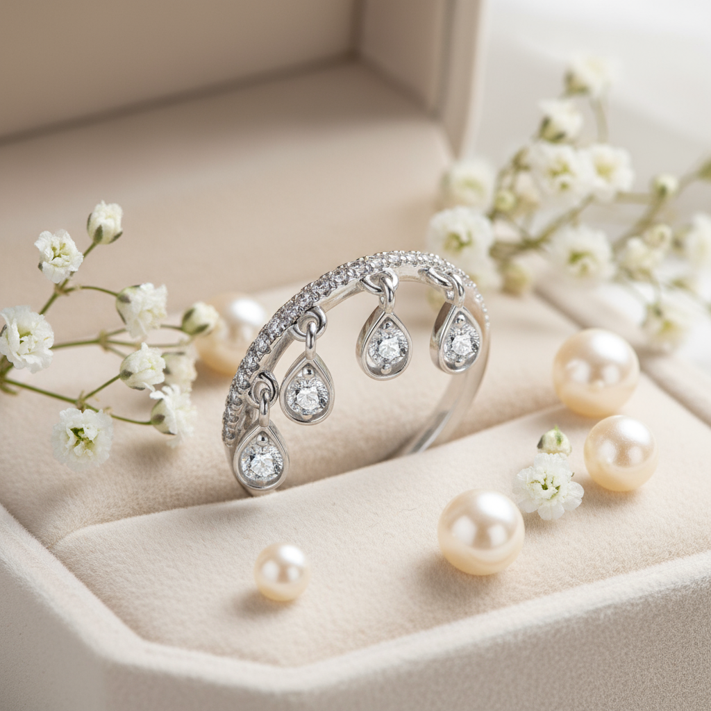 Crown Tassel Moissanite Ring – Creative Fade-Resistant Silver Statement | Women's Fashion OL Personality Jewelry - Eterna