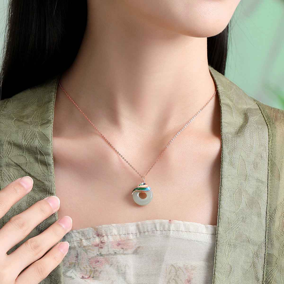 Dream Color Peace Necklace - S925 Sterling Silver in Iridescent Rose or White Finish