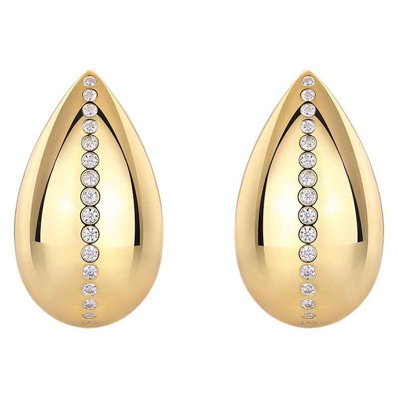 Golden Drop Moissanite Earrings - Elegant 925 Sterling Silver with Gold-Plated Finish, Office-Ready Style (Certificate Option)