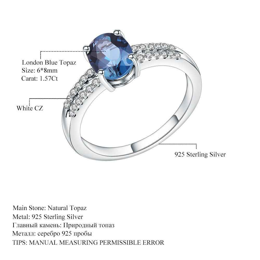 Oval London Blue Topaz Ring in 925 Sterling Silver - Elegant and Timeless Jewelry Piece