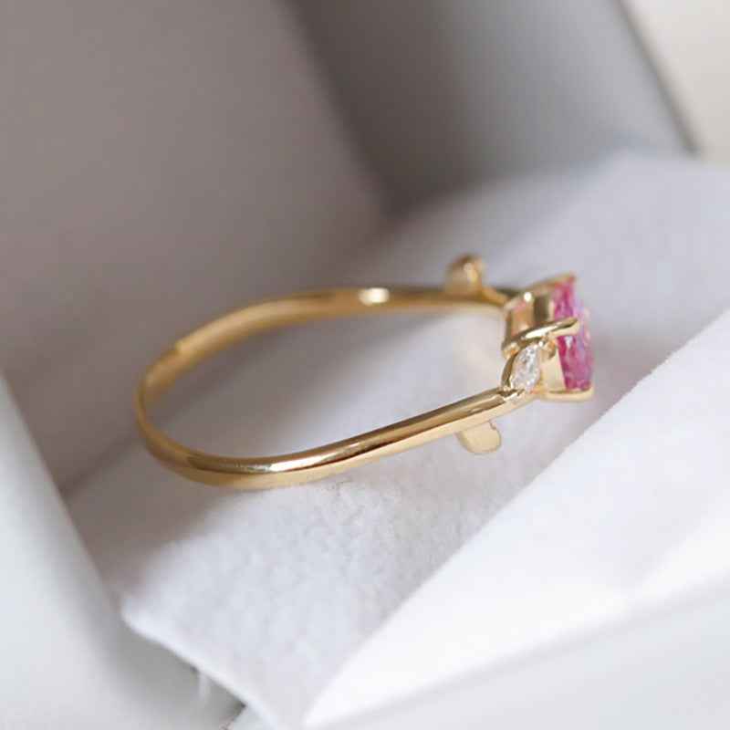 Gold Plated Sterling Silver Ring with Simulated Diamond Accent for Women - Sizes 6-10