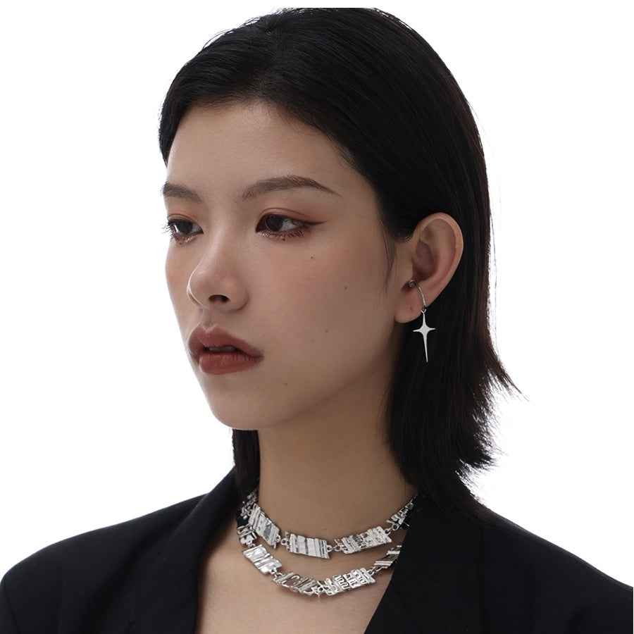 Unisex Plate Nail Bar Necklace - Gold-Plated Copper Minimalist Clavicle Chain in Silver Finish