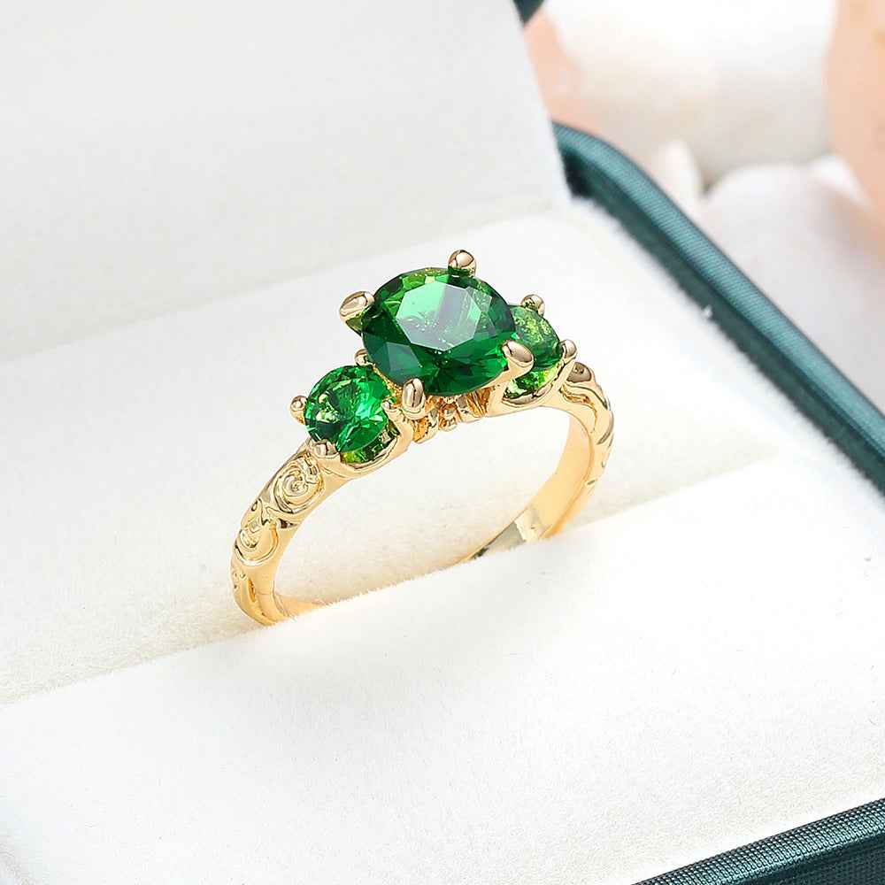 Gold-Plated Geometric Ring – Colorful Statement Jewelry for Women (Sizes 6–10)