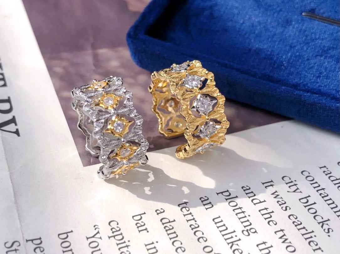 Luxury Silver Plated Lace Star Ring for an Elegant Style