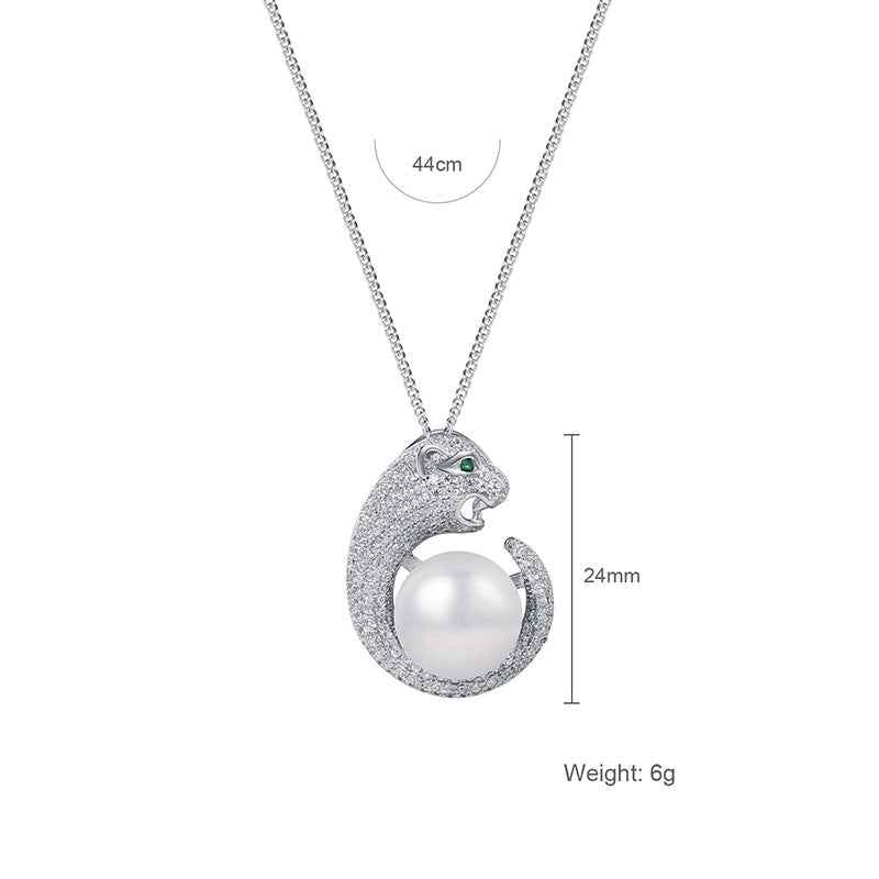 Sterling Silver Pearl Choker Necklace with Rhinestone Accents - Platinum Plated Women's Jewelry