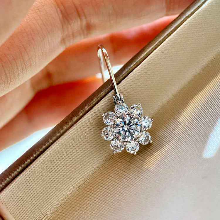 Sunflower Stud Earrings in S925 Sterling Silver with 0.60ct Simulated Gemstones