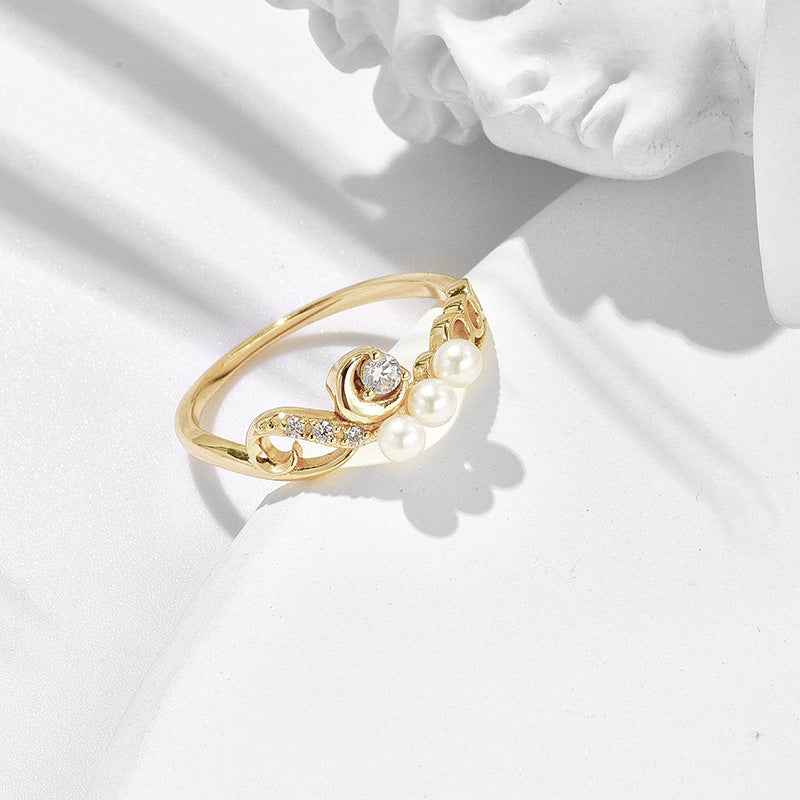 Natural Freshwater Pearl Ring in 925 Sterling Silver – Geometric Modern Design Available in Multiple Sizes