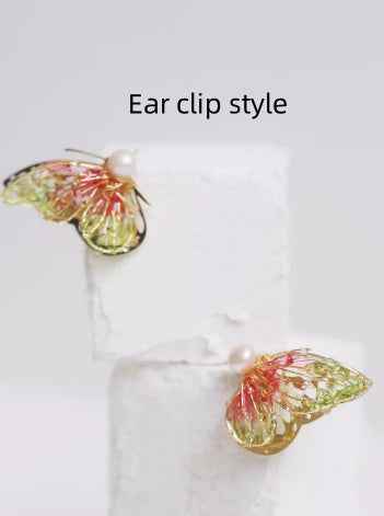 Butterfly Lady Earrings - Vibrant Alloy with Silver or Gold-Plated Options in Multiple Colors & Styles (Studs, Ear Clips, Singles)