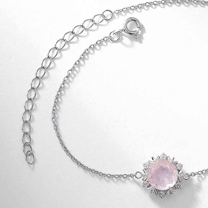 Simple Geometric Snowflake Bracelet in Sterling Silver with Platinum Finish for Elegant Office Wear & Gifts