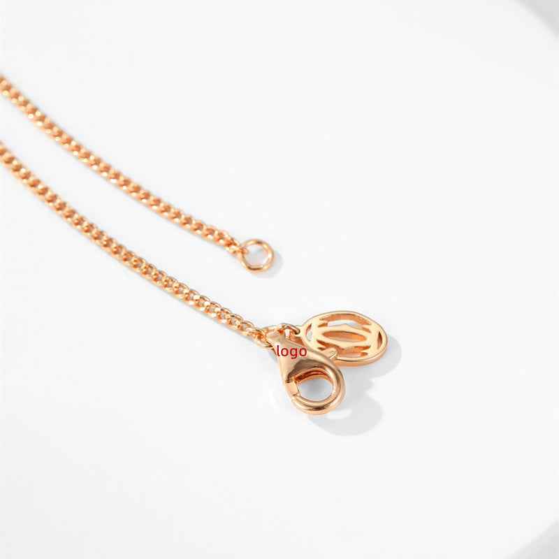 Three-Color Interlocking Ring Necklace - Minimalist Korean Style, Vermeil/Gold-Plated Ball Bead Chain