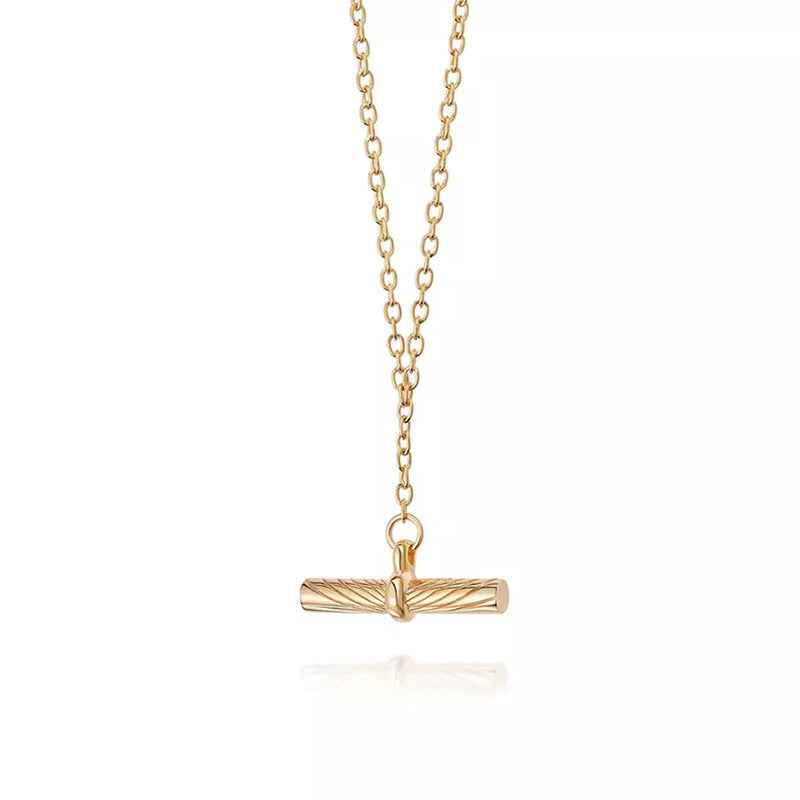 Artistic Cylinder Pendant Necklace in S925 Sterling Silver, Gold or White Gold Plated - Minimalist Vintage Design