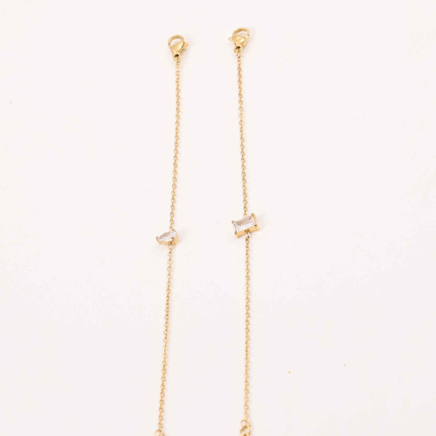 Geometric Zircon Titanium Steel Bracelet - Modern Thin Design with Rectangular and Teardrop Accents