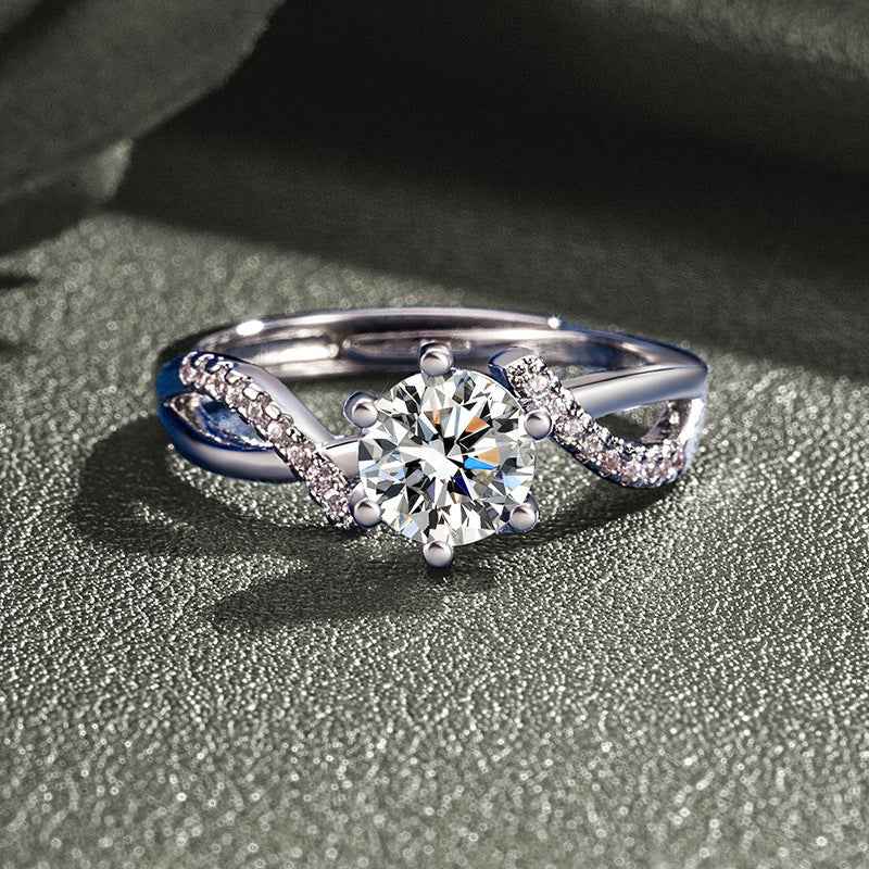 Rhinestone Adjustable Ring – Sparkling Silver Fashion Jewelry for Women