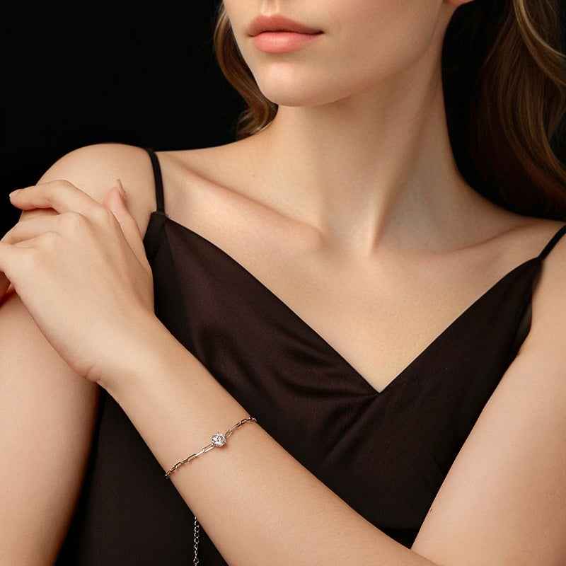 D Color Moissanite Bracelet – 1 Carat Certified S925 Sterling Silver, Elegant Design