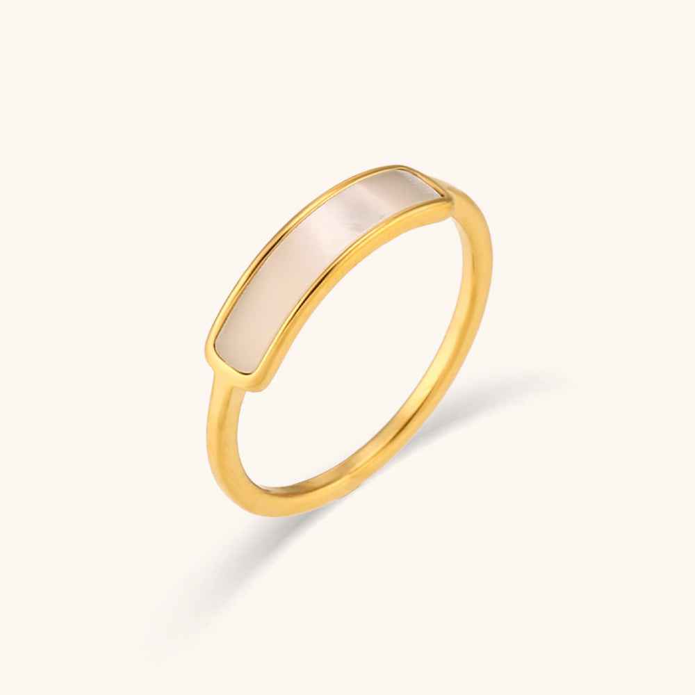 Long Shell Thin Ring – Minimalist Titanium Steel Geometric Band for Everyday Stackable Jewelry