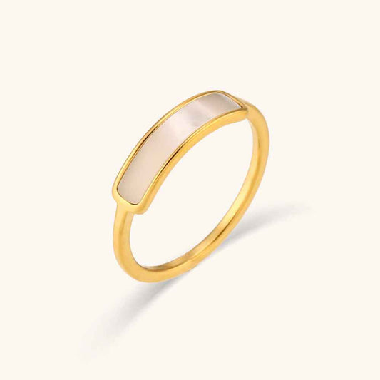 Long Shell Thin Ring – Minimalist Titanium Steel Geometric Band for Everyday Stackable Jewelry