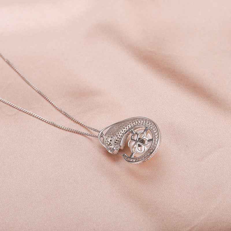 Sterling Silver Pearl Choker Necklace with Rhinestone Accents - Platinum Plated Women's Jewelry