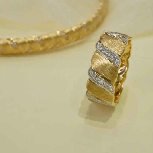 Brushed Gold Vintage Pinky Ring - Unisex S925 Sterling Silver Micro Inlay Affordable Luxury Statement