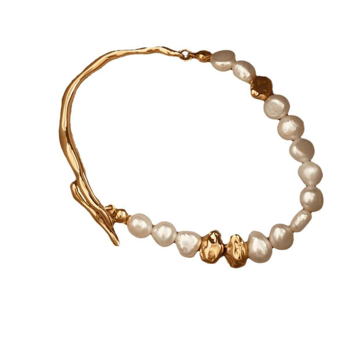 French Retro Patchwork Bracelet - Vintage Casual Style in Gold Electroplated Copper