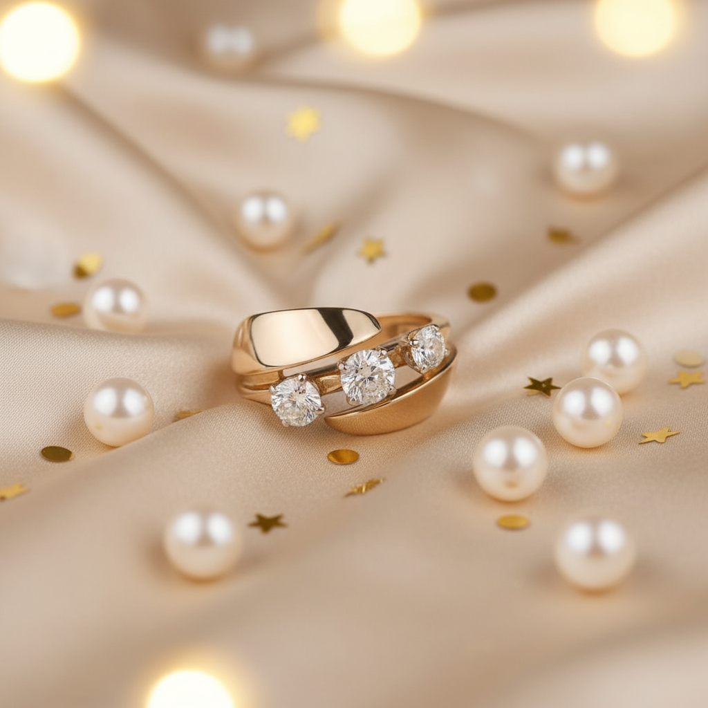 Creative Gold Party Ring – Unisex Micro Inlay Zinc Alloy Statement Jewelry | Fashion-Forward Artistic Design - Eterna