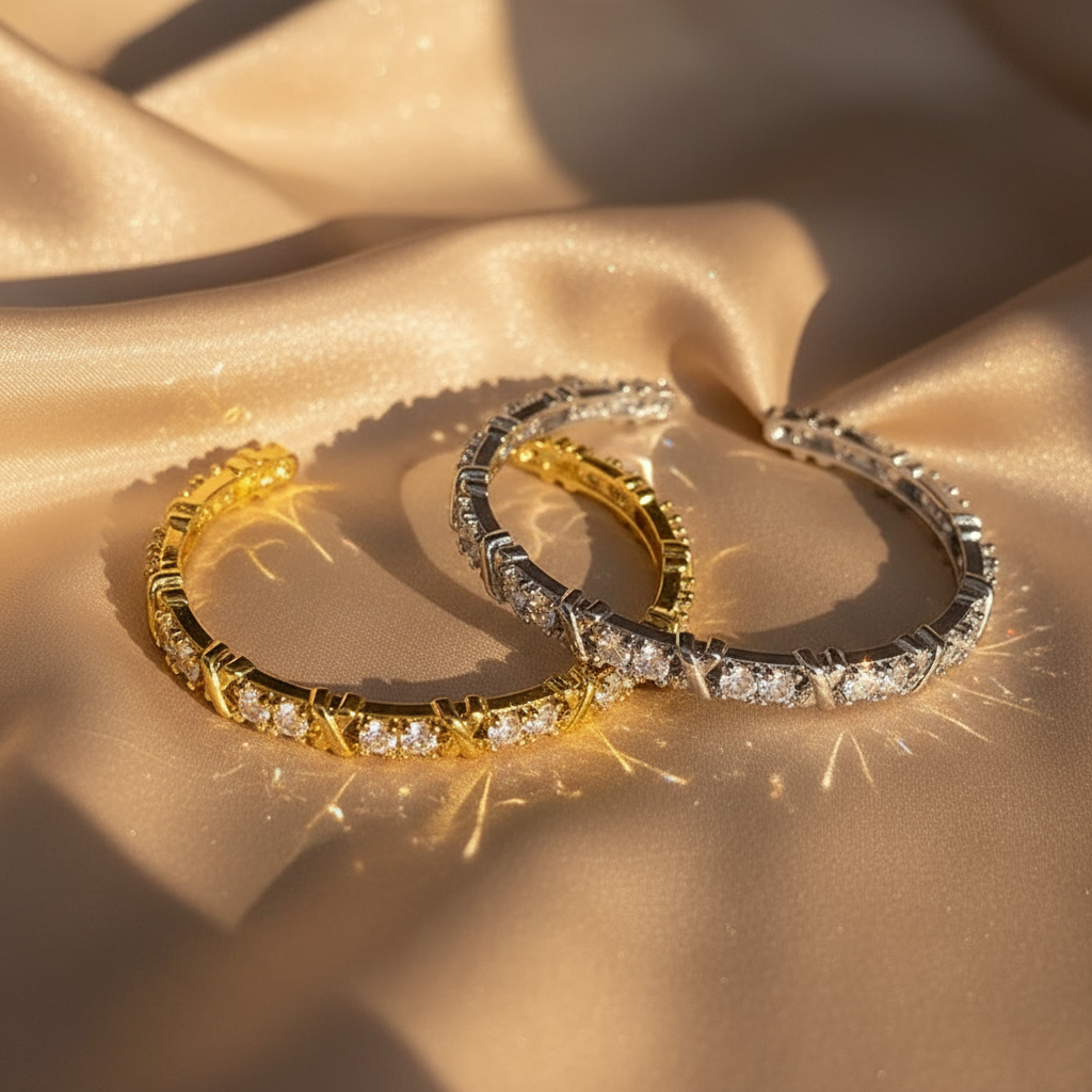 Elegant 'X' Design Cuff Bracelet - Eterna