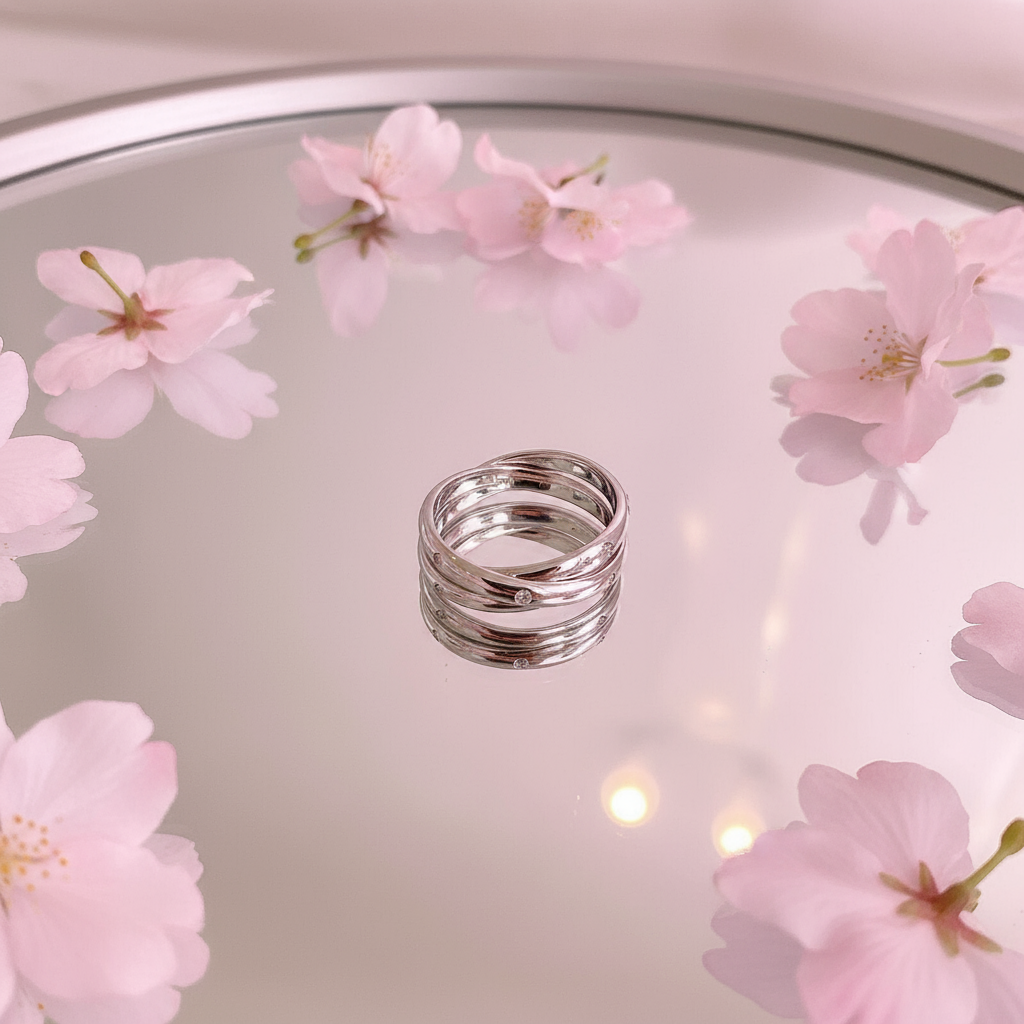 Multi-Layer Trinity Winding Ring – S925 Sterling Silver White Gold Finish | Retro Geometric Statement Women's Jewelry - Eterna