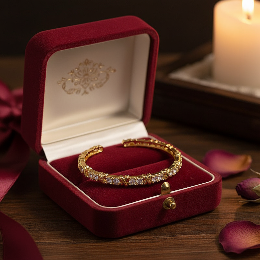 Elegant 'X' Design Cuff Bracelet - Eterna