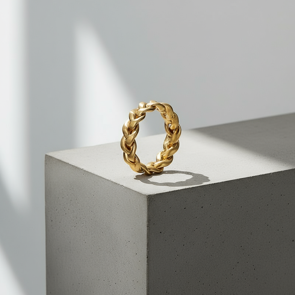 Braided Gold Plated Statement Ring - Eterna