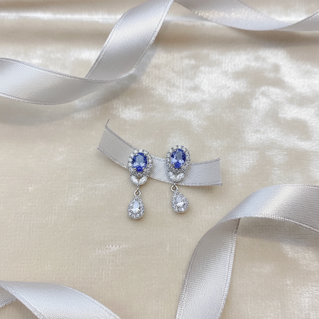 Natural Tanzanite Stud Earrings – Delicate 4x5mm, Korean Style, Women's Jewelry - Eterna