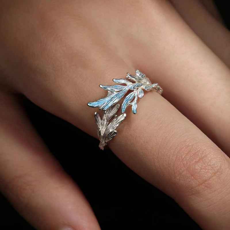 Adjustable Flower Leaf Ring – Unisex Botanical Jewelry for Nature Lovers