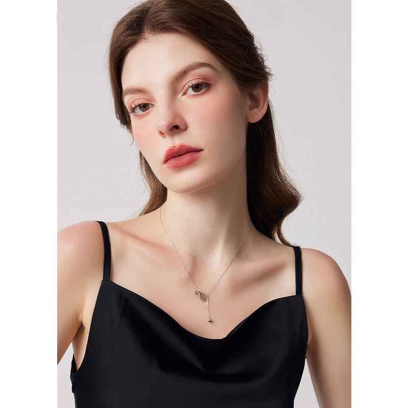 Women's Sterling Silver Double Ring Necklace in 999 Sterling Silver