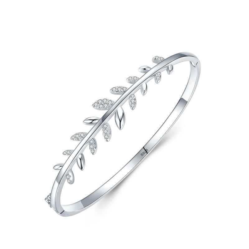 Leaf Open-Ended Bracelet – S925 Sterling Silver, Seiko Precision, Three Lengths