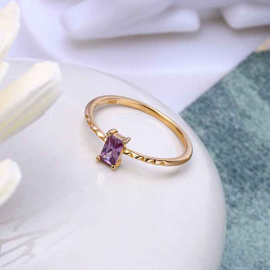 Retro Purple Zircon Ring - Japanese & Korean 925 Silver Geometric Vintage Jewelry for Women
