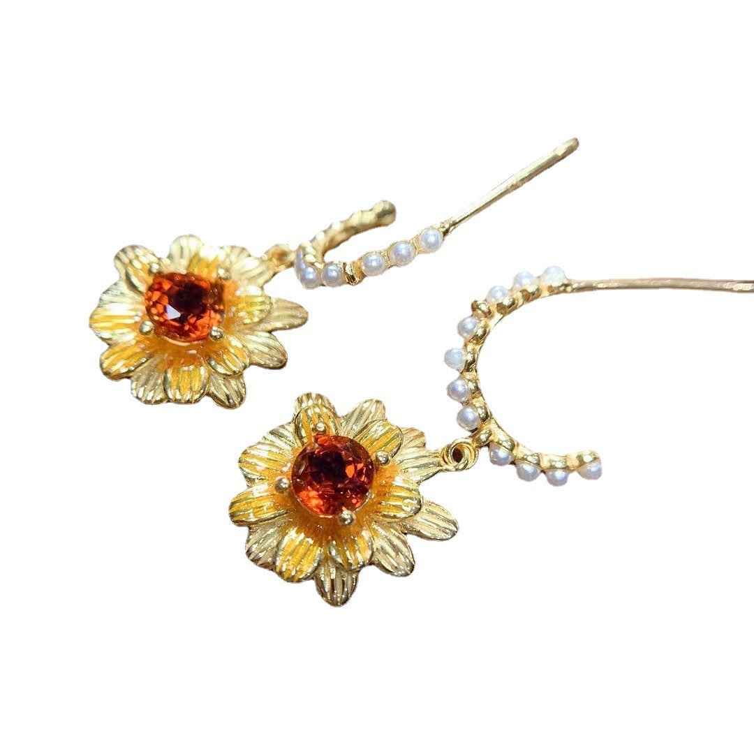 Natural Citrine Stud Earrings in 925 Sterling Silver or Gold Plated, 5mm