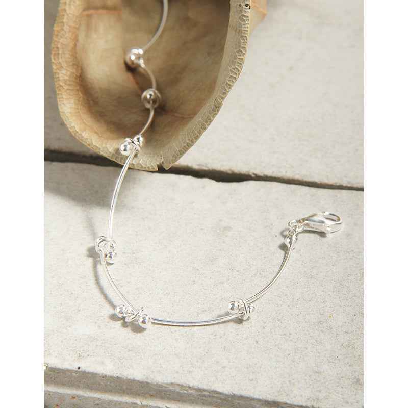 Minimalist Silver Bracelet - Segment Stitching Design for Bright Light Luxury Fashion