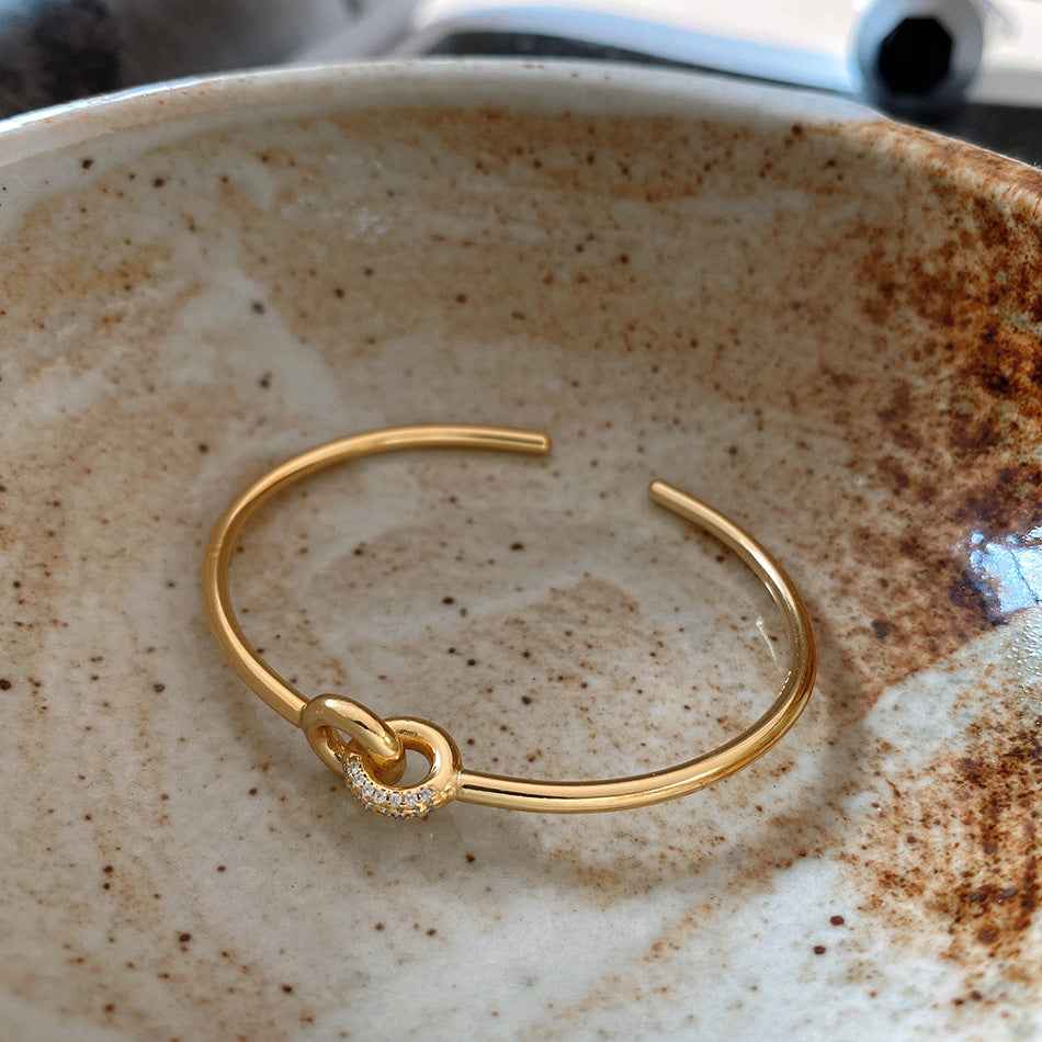 Korean Style Sterling Silver Bracelet - 18K Gold Plated Minimalist Fashion