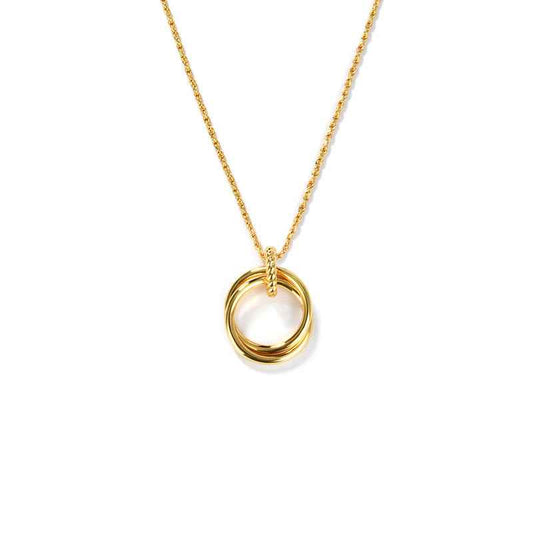 Retro Double Ring Necklace - Minimalist Luxury 925 Sterling Silver with Twisted Chain