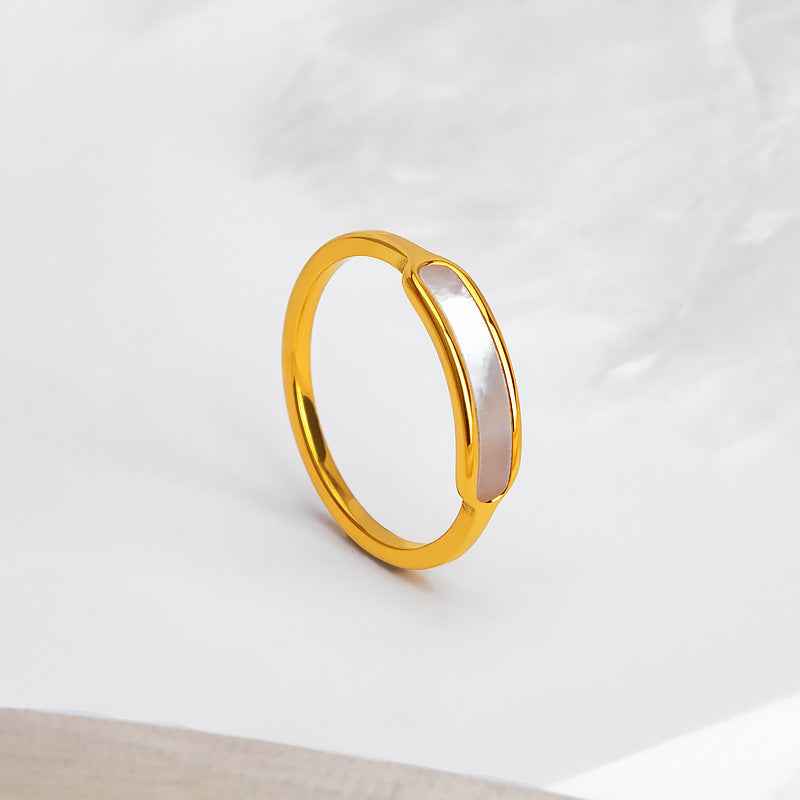 Long Shell Thin Ring – Minimalist Titanium Steel Geometric Band for Everyday Stackable Jewelry